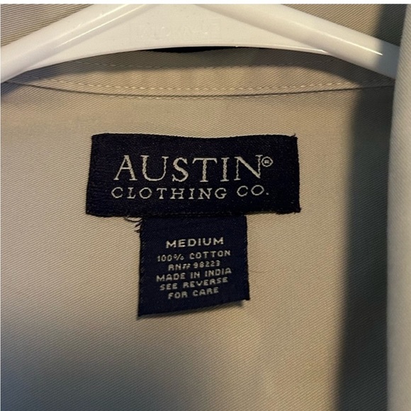 Austin brand men's khaki color short sleeve button down shirt size M - Picture 5 of 7